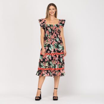 Robe midi imprimée nid d'abeille 1