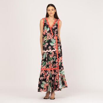 Robe longue sans manches cache-cœur 1