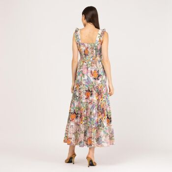 Robe longue avec nid d'abeille et coton perforé 5