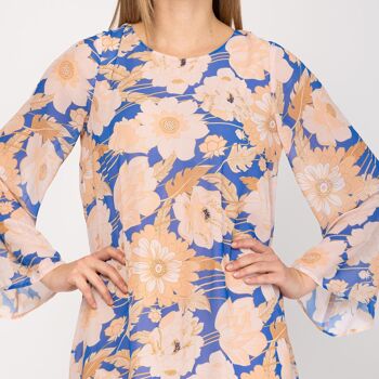 Robe courte imprimée avec bas asymétrique Bleu 5