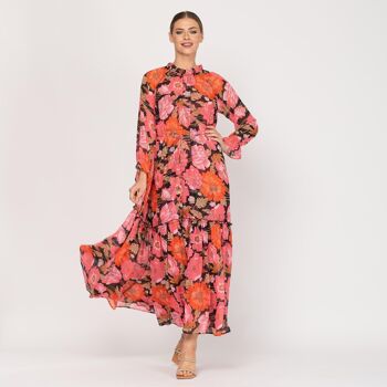 Robe longue imprimée avec volume 1