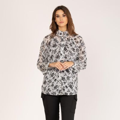 Long-sleeved shirt with printed lining