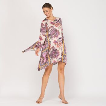 Robe courte imprimée avec ourlet asymétrique 1