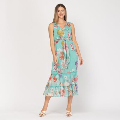 Robe midi imprimée à manches