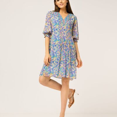 Short printed dress with short sleeves