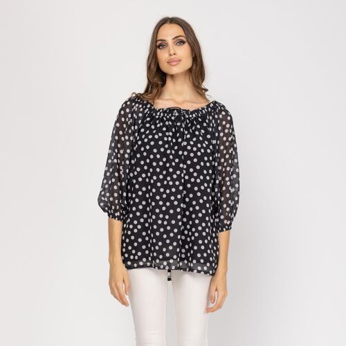 Blusa relajada con mangas francesas