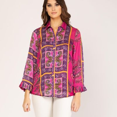 Long-sleeved shirt with printed lining