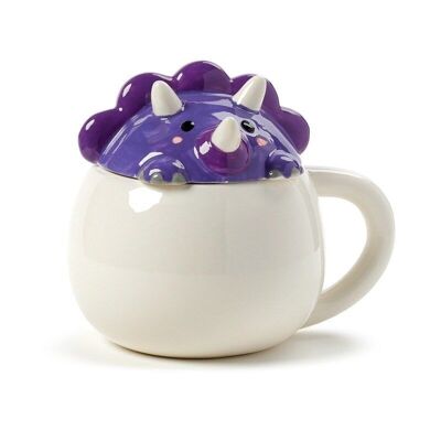 Adoramals Purple Dinosaur Peeping Lid Ceramic Lidded Animal Mug