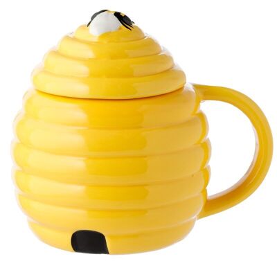 Tasse en céramique en forme de ruche avec couvercle