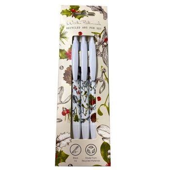 Lot de 3 stylos en ABS recyclé Christmas Winter Botanicals (RABS)