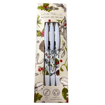 Christmas Winter Botanicals Recycled ABS (RABS) Pen Set of 3