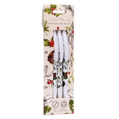 Christmas Winter Botanicals Set di 3 penne in ABS riciclato (RABS).