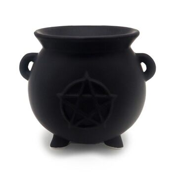 Chaudron de sorcières Pentagram Brûleur à mazout en céramique noire