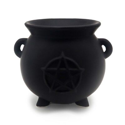 Witches Cauldron Pentagram Black Ceramic Oil Burner