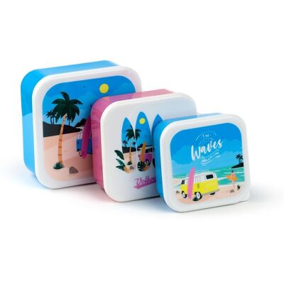 Set of 3 Lunch Box M/L/XL Volkswagen VW T1 Camper Bus Waves are Calling
