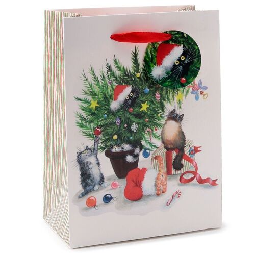 Kim Haskins Christmas Cats Gift Bag Medium