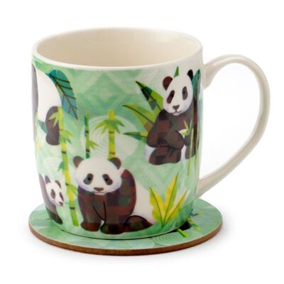 Ensemble tasse et sous-verre en porcelaine Panda Kingdom