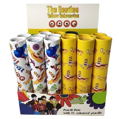 Großer Bleistifttopf „The Beatles Yellow Submarine“ mit 12 Buntstiften