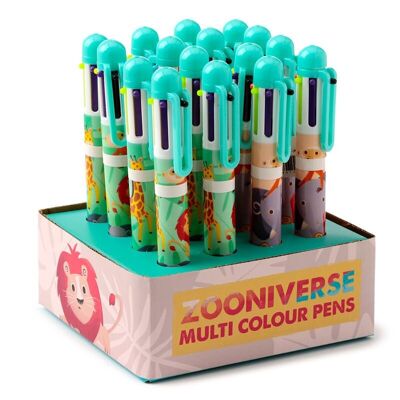 Stylo multicolore Zooverse (6 couleurs)