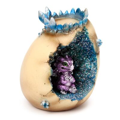Elements Baby Dragon Crystal Egg Cave Soporte para velas de té