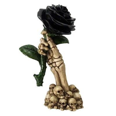 Skeleton Hand Holding Black Rose Decoration