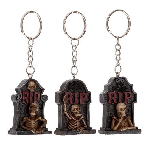 RIP Skeleton Tombstone Keyring