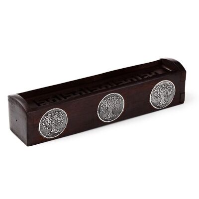 Mango Wood Tree of Life Ashcatcher Incense Burner Box