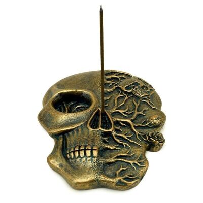 Skull Shaped Ashcatcher Incense Burner with Roses