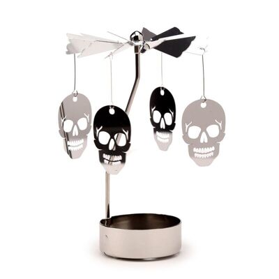 Rotierender Karussell-Teelicht-Kerzenhalter mit Totenkopf-Motiv