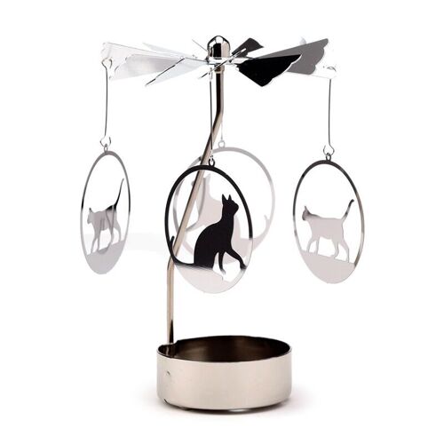 Cat Rotating Carousel Spinning Tea Light Candle Holder