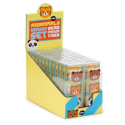 Adoramals Tiger, Bär und Panda, 3-teiliges Radiergummi-Set