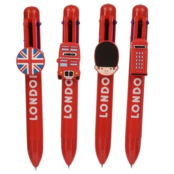 London Souvenir London Stylo multicolore avec breloque (6 couleurs)