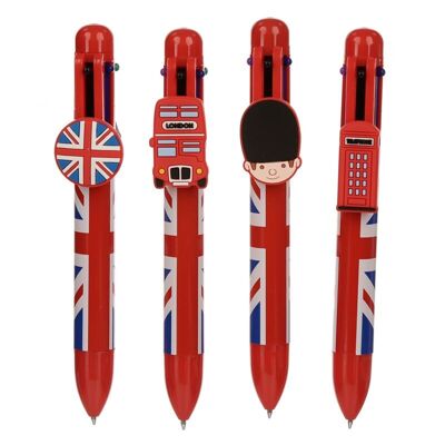 Penna multicolore London souvenir Union Jack con ciondolo (6 colori)