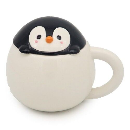 Huddle Penguin Peeping Lid Ceramic Lidded Animal Mug