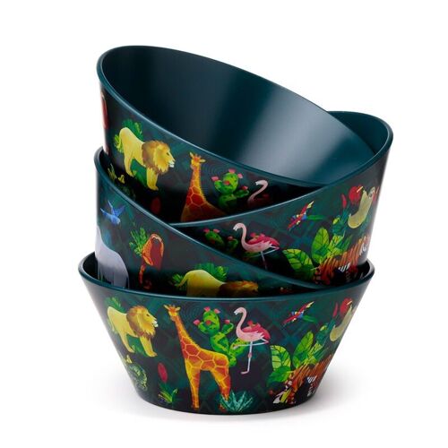 Animal Kingdom Set of 4 RPET Picnic Bowls