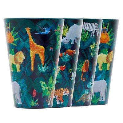 Animal Kingdom Set of 4 RPET Picnic Cups 450ml