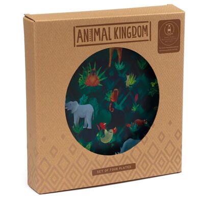 Animal Kingdom Set mit 4 RPET-Picknicktellern