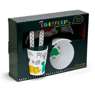 Dinosauria Jr 5 Piece RPET Kids Cup, Bowl, Plate & Cutlery Set