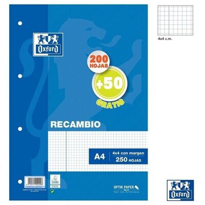 Oxford A4 Refill - 250 sheets 4x4 Grid