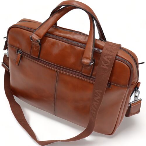 Laptoptas - Aktetas leer - Briefcase - Leder - Cognac