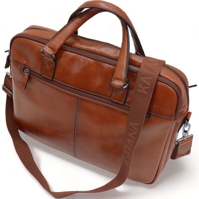 Laptop bag - Briefcase leather - Briefcase - Leather - Cognac