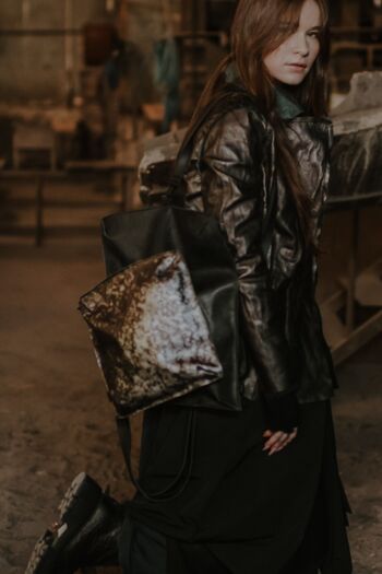 Sac en cuir M. FLYNN aw23 NOIR ARGENT 2