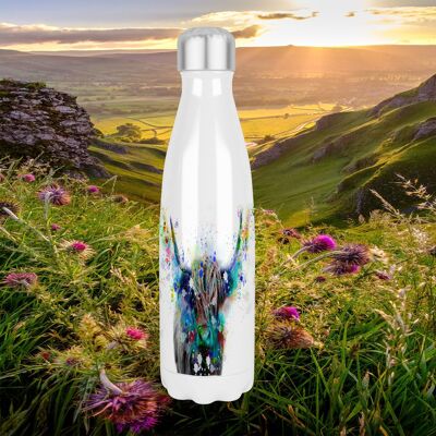 Highland Cow Thermal Insulated 500ml Bowling Pin Shape Drinks Bottle, Made In Scotland, Highland Cow Gift, Highland Cow Lovers,Scottish Gift