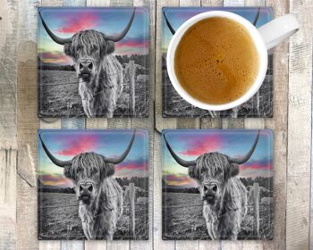 Sous-verre en verre de vache Highland, porte-boissons, coloré Coo's, Ecosse, cadeau écossais, cadeau de vache Highland 6