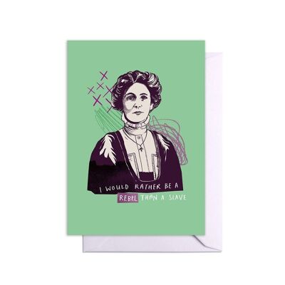 Biglietto con citazioni di Emmeline Pankhurst
