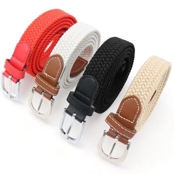 Ceinture élastique - lot de 4 - ceinture femme - ceinture élastique - ceintures élastiques étroites - ceinture tressée 4