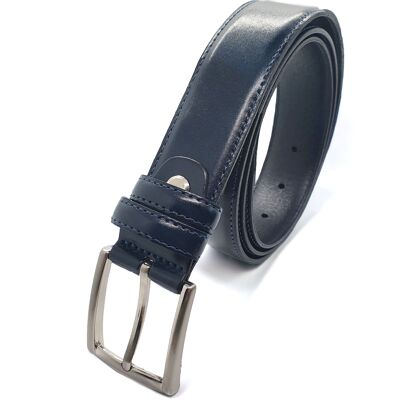 Ceinture homme - Ceinture grande taille - Cuir véritable - bleu