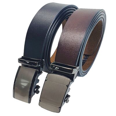 Men's belt - Automatic belt - genuine leather with automatic buckle - Belt 2 Pieces