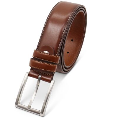 Ceinture homme - Ceinture grande taille - Cuir véritable - cognac