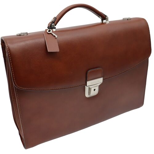 Safekeepers briefcase aktetas - aktetas heren - aktetas dames schoudertas  - leer - cognac